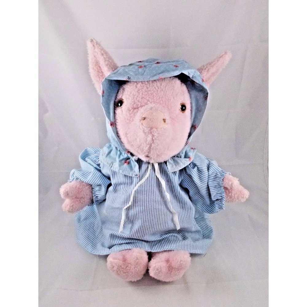 Eden Pink‎ Pig Plush in Cap Gown Pajamas 16 Inch Vintage Stuffed Animal toy